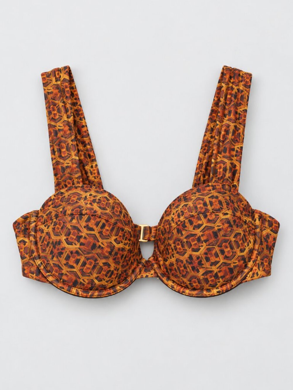 WeWoreWhat Claudia Bikini Top Turtle Shell Brown Medium